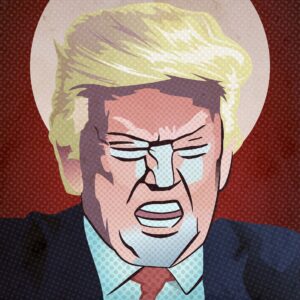 A cartoon image of Donald Trump